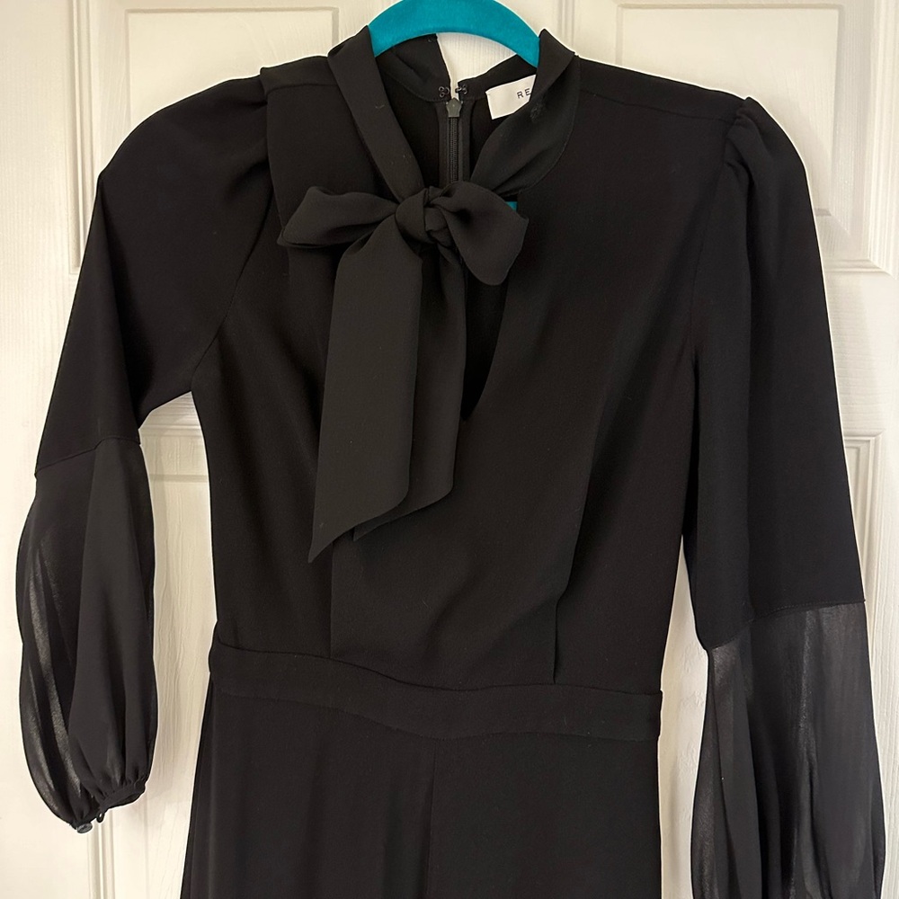 REISS Black tie neck jumpsuit